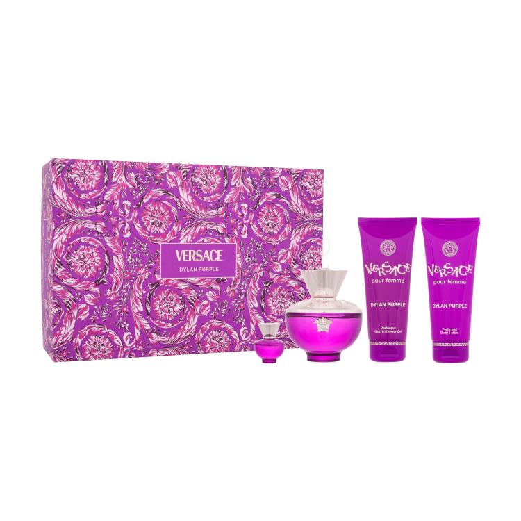 Versace Pour Femme Dylan Purple Zestaw woda perfumowana 100 ml + woda perfumowana 5 ml + żel pod prysznic 100 ml + mleczko do ciała 100 ml