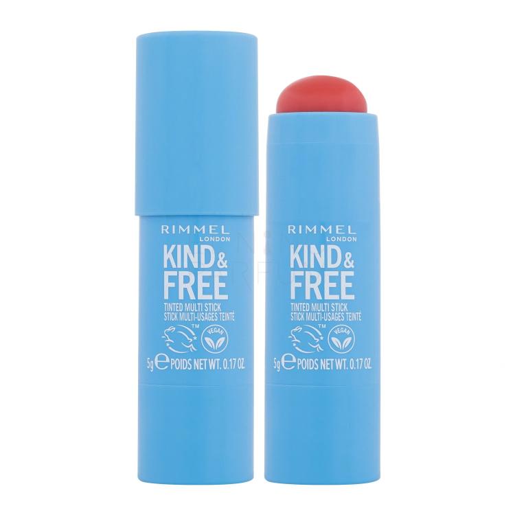 Rimmel London Kind &amp; Free Tinted Multi Stick Róż dla kobiet 5 g Odcień 004 Tangerine Dream