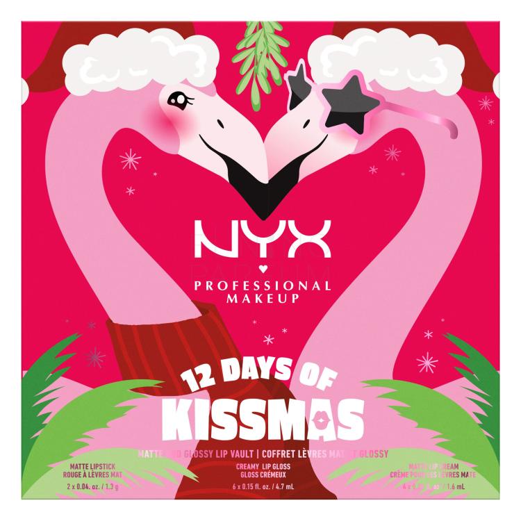 NYX Professional Makeup Fa La La L.A. Land 12 Days Of Kissmas Zestaw błyszczyk do ust Butter Gloss 6 x 4,7 ml + pomadka Smooth Whip Matte Lip Cream 4 x 1,6 ml + pomadka 2 x 1,3 g