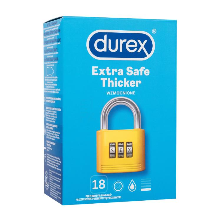 Durex Extra Safe Thicker Prezerwatywy dla mężczyzn Zestaw Uszkodzone pudełko