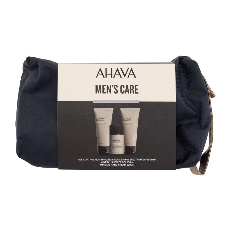 AHAVA Men Time To Energize Zestaw krem do twarzy Age Control Moisturizing Cream 50 ml + żel pod prysznic Mineral Shower Gel 100 ml + krem do rąk Mineral Hand Cream 100 ml + kosmetyczka