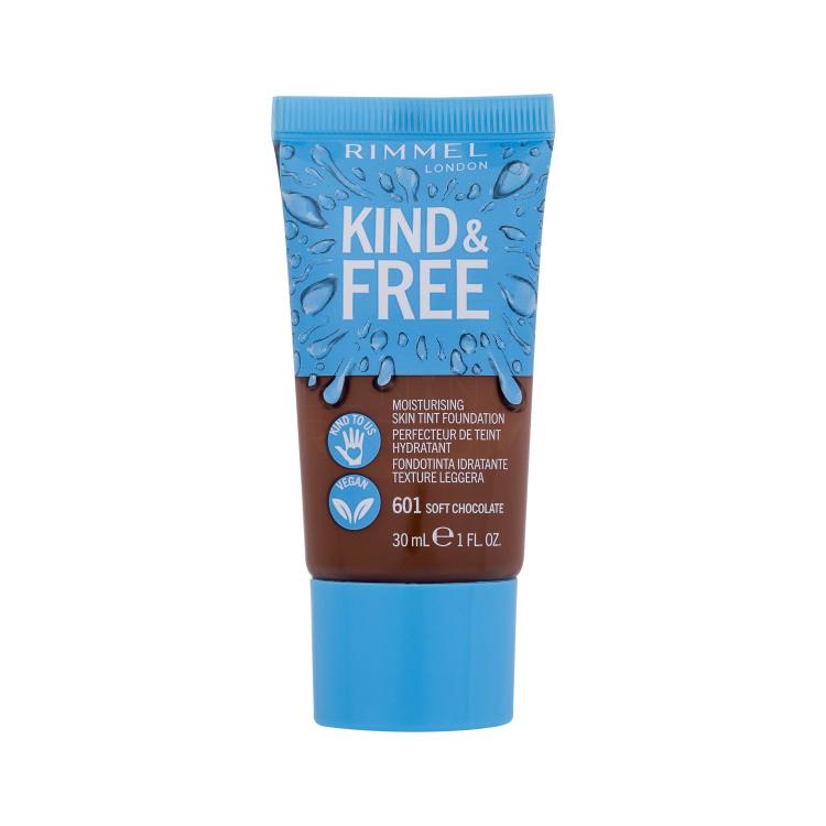 Rimmel London Kind &amp; Free Skin Tint Foundation Podkład dla kobiet 30 ml Odcień 601 Soft Chocolate