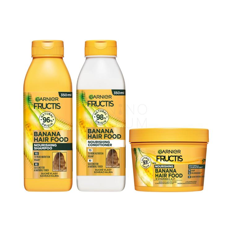 Zestaw Szampon do włosów Garnier Fructis Hair Food Banana Nourishing Shampoo + Odżywka Garnier Fructis Hair Food Banana Nourishing Conditioner + Maska do włosów Garnier Fructis Hair Food Banana Nourishing Mask