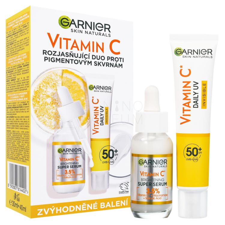 Garnier Skin Naturals Vitamin C Zestaw serum do twarzy na dzień Skin Naturals Vitamin C Brightening Super Serum 30 ml + fluid do twarzy na dzień Skin Naturals Vitamin C Daily UV Invisible SPF50 40 ml