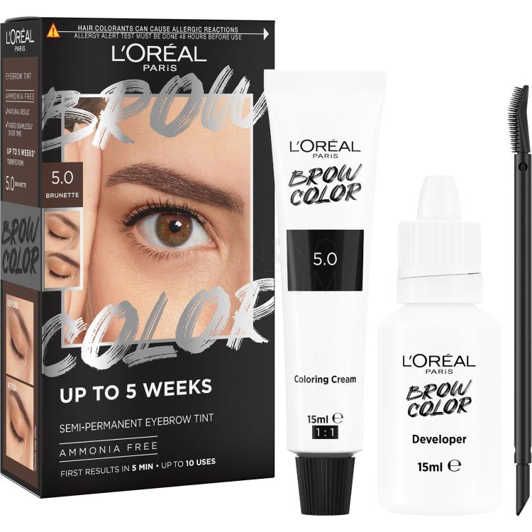 L&#039;Oréal Paris Brow Color Semi-Permanent Eyebrow Tint Farba do brwi dla kobiet 1 szt Odcień 5.0 Brunette