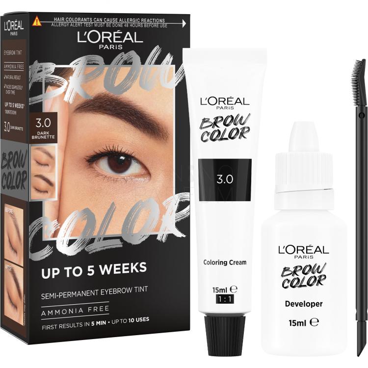 L&#039;Oréal Paris Brow Color Semi-Permanent Eyebrow Tint Farba do brwi dla kobiet 1 szt Odcień 3.0 Dark Brunette