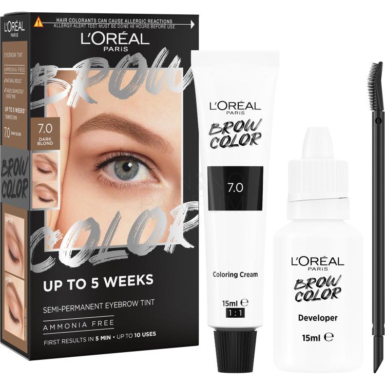 L&#039;Oréal Paris Brow Color Semi-Permanent Eyebrow Tint Farba do brwi dla kobiet 1 szt Odcień 7.0 Dark Blond