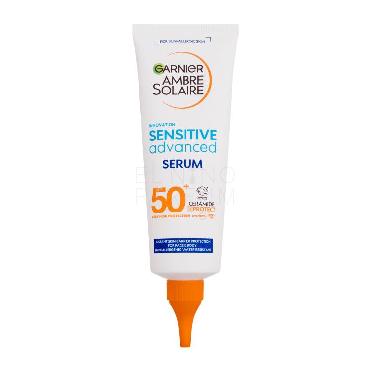 Garnier Ambre Solaire Sensitive Advanced Serum SPF50+ Preparat do opalania ciała 125 ml Uszkodzone pudełko