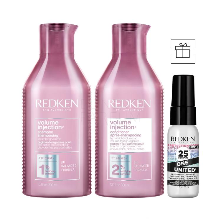 Zestaw Szampon do włosów Redken Volume Injection + Odżywka Redken Volume Injection + Na połysk włosów Redken One United All-in-one