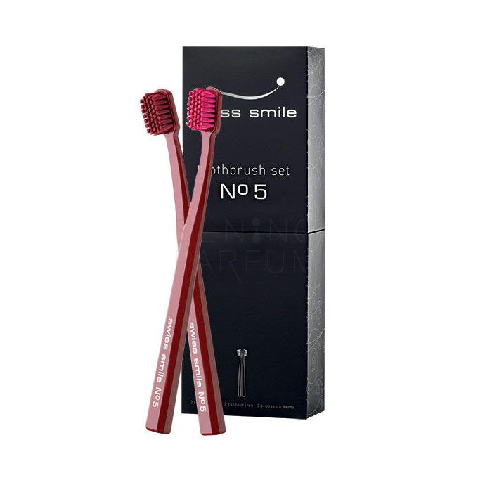 swiss smile No. 5 Zestaw 1szt Sensitive-Soft Toothbrush Lotus Red + 1szt Ultra Soft Toothbrush Lotus Red