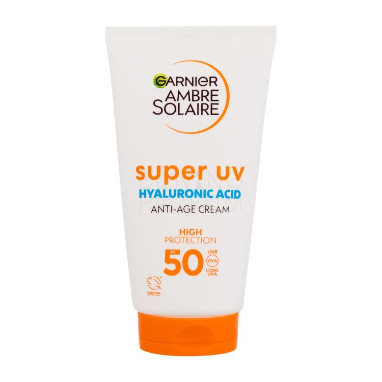 Garnier Ambre Solaire Super UV Hyaluronic Acid Anti-Age Cream SPF50 Preparat do opalania twarzy 50 ml Uszkodzone pudełko