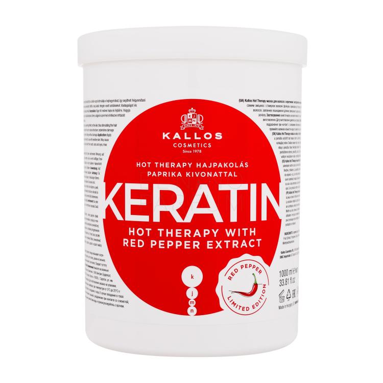 Kallos Cosmetics Keratin Hot Therapy With Red Pepper Extract Maska do włosów dla kobiet 1000 ml