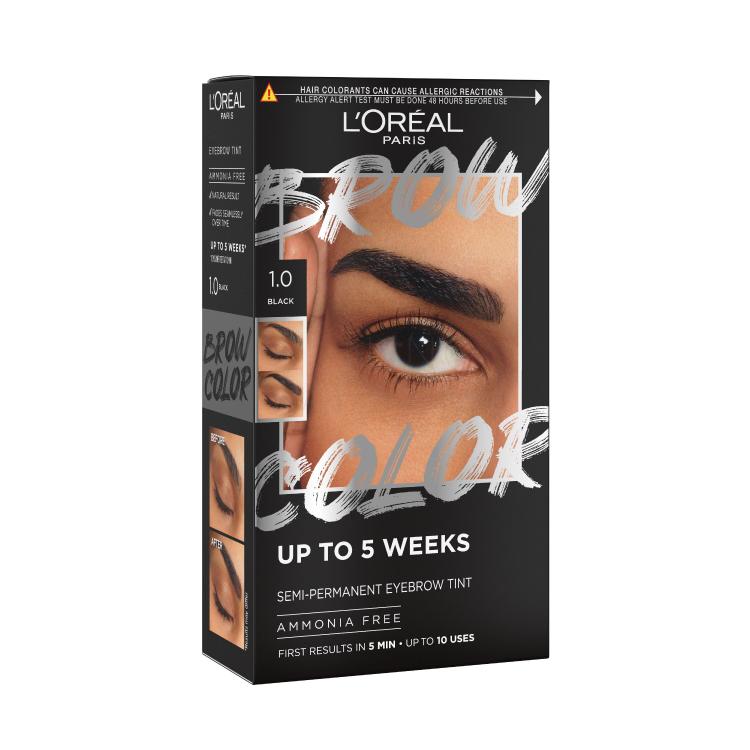 L&#039;Oréal Paris Brow Color Semi-Permanent Eyebrow Tint Farba do brwi dla kobiet 1 szt Odcień 1.0 Black