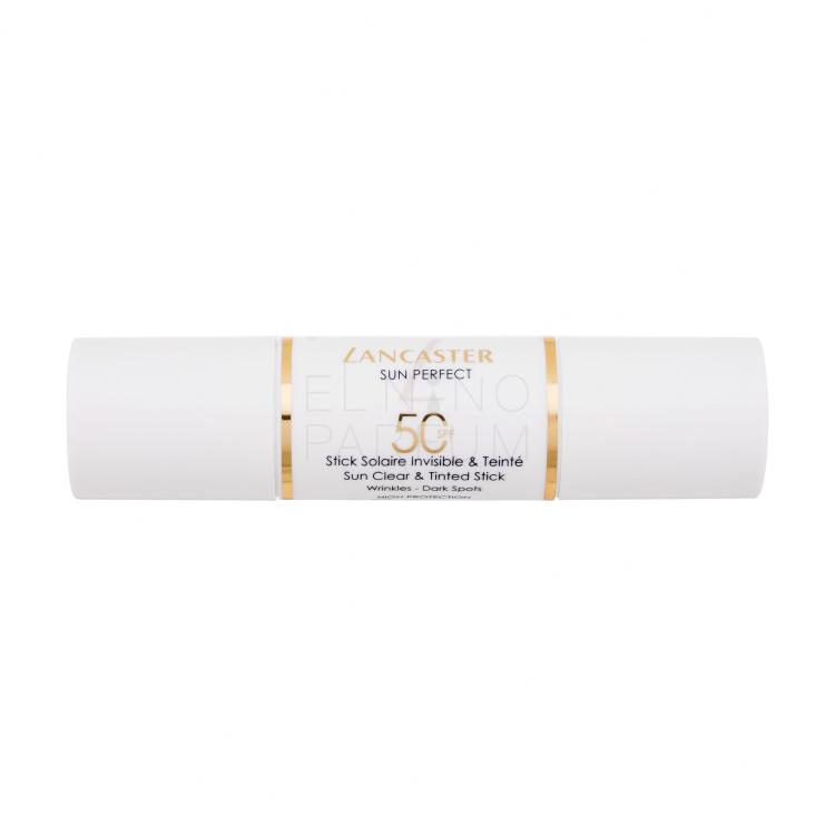 Lancaster Sun Perfect Sun Clear &amp; Tinted Stick SPF50 Preparat do opalania twarzy dla kobiet 12 g Uszkodzone pudełko