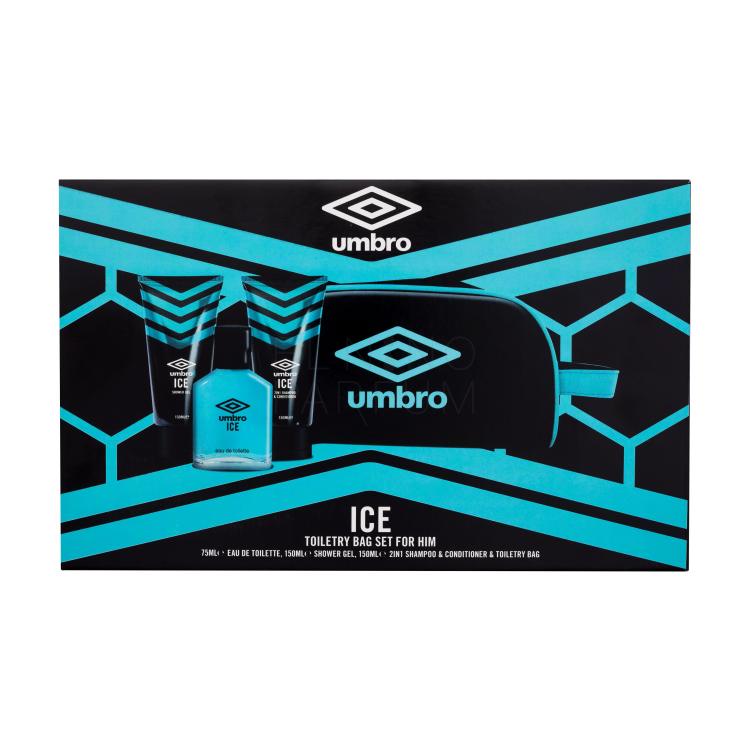 UMBRO Ice Zestaw woda toaletowa 75 ml + żel pod prysznic 150 ml + szampon i odżywka 2w1 150 ml + kosmetyczka