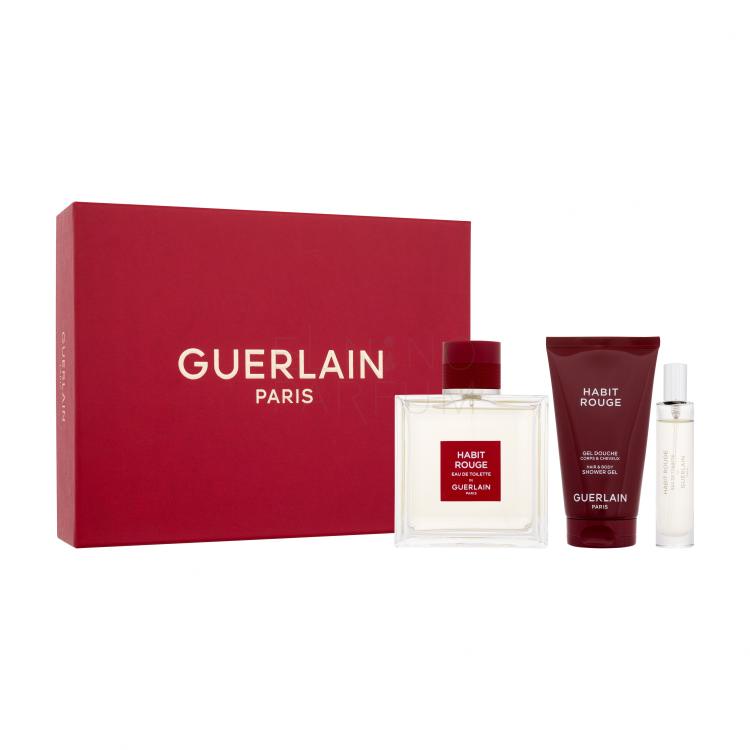 Guerlain Habit Rouge Zestaw woda toaletowa 100 ml + woda toaletowa 10 ml + żel pod prysznic 75 ml