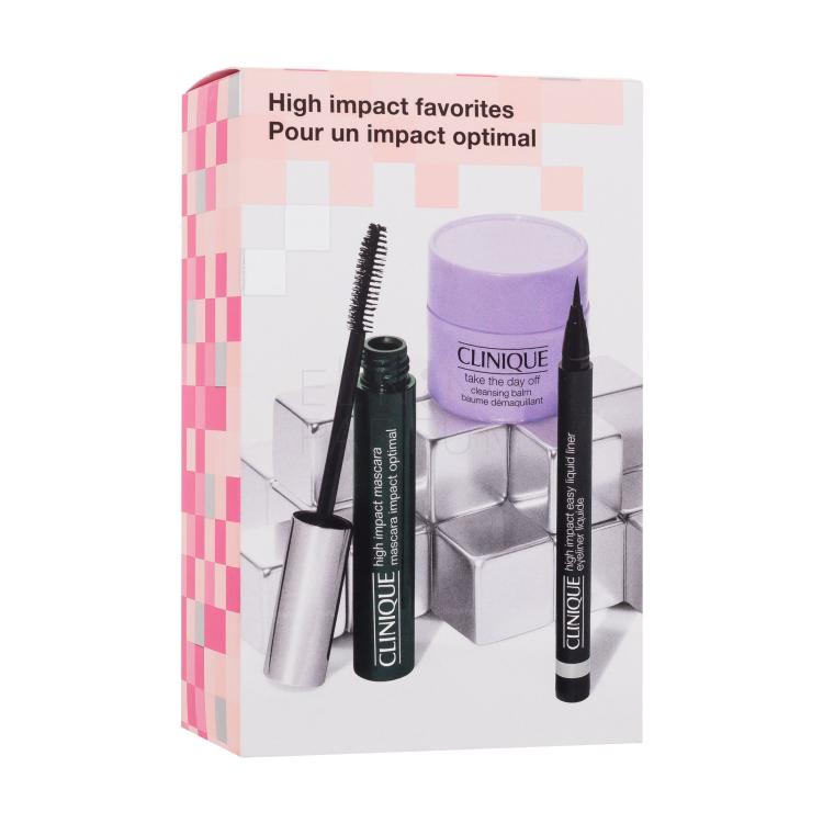 Clinique High Impact Zestaw maskara High Impact 7 ml + eyeliner High Impact Eyeliner Liquide 0,34 g Black + balsam do demakijażu Take The Day Off Cleansing Balm 15 ml