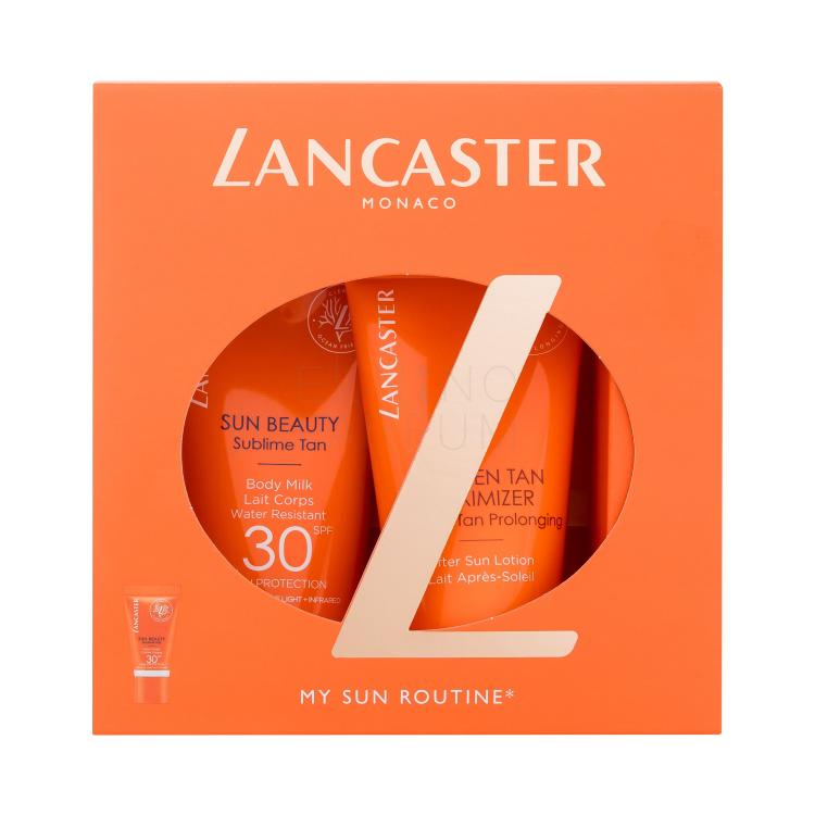 Lancaster Sun Beauty My Sun Routine Zestaw mleczko do opalania Sun Beauty Sublime Tan Body Milk SPF30 50 ml + mleczko po opalaniu Golden Tan Maximizer After Sun Lotion 50 ml + krem z filtrem do twarzy Sun Beauty Sublime Tan Face Cream SPF30 3 ml