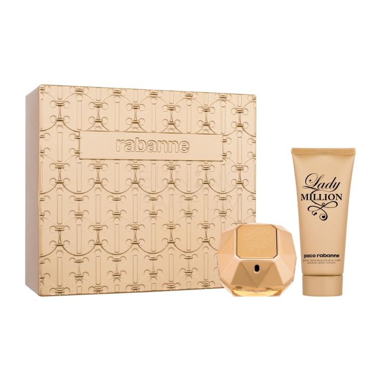 Paco Rabanne Lady Million SET1 Zestaw woda perfumowana 80 ml + mleczko do ciała 100 ml + metalowa puszka