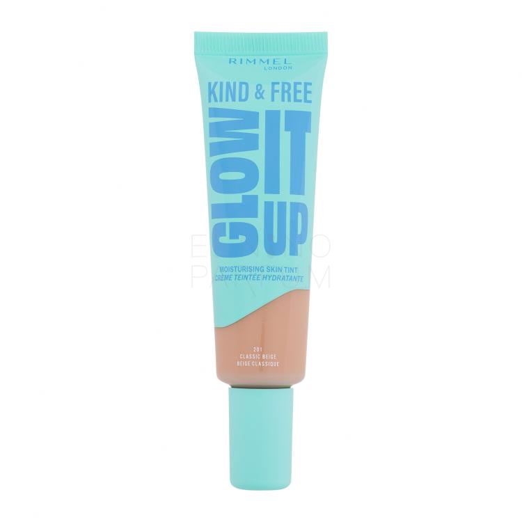 Rimmel London Kind &amp; Free Glow It Up Moisturising Skin Tint Podkład dla kobiet 30 ml Odcień 201 Classic Beige