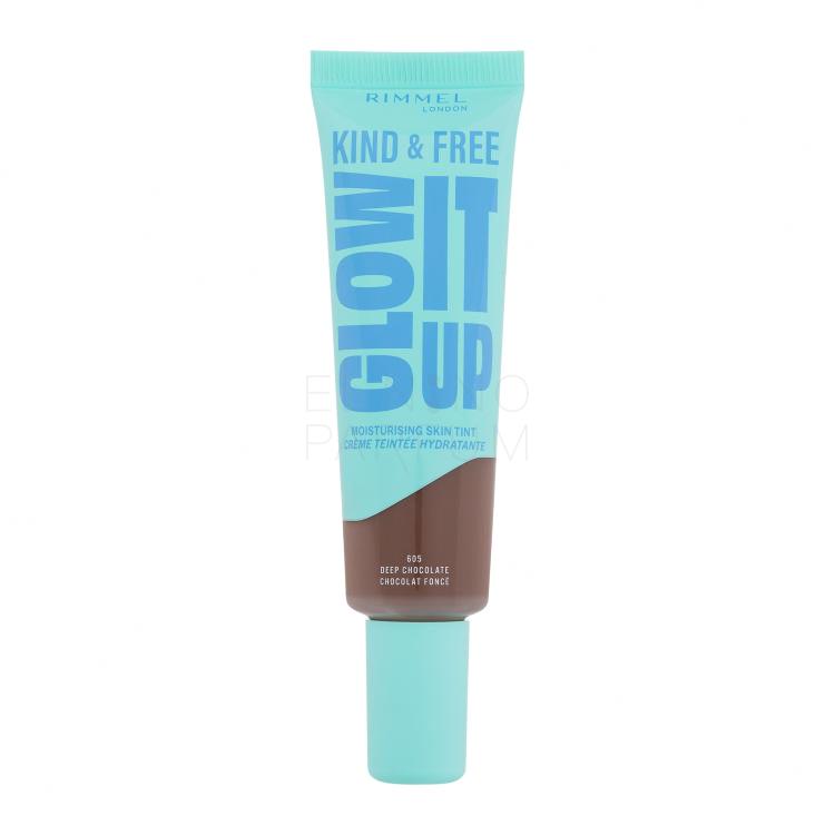 Rimmel London Kind &amp; Free Glow It Up Moisturising Skin Tint Podkład dla kobiet 30 ml Odcień 605 Deep Chocolate